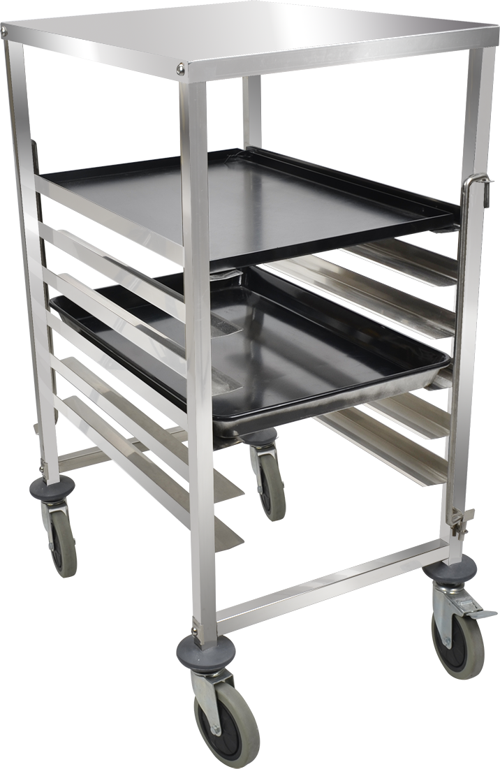 Stainless Steel Single-line Cake Pan Trolley with Top Board
