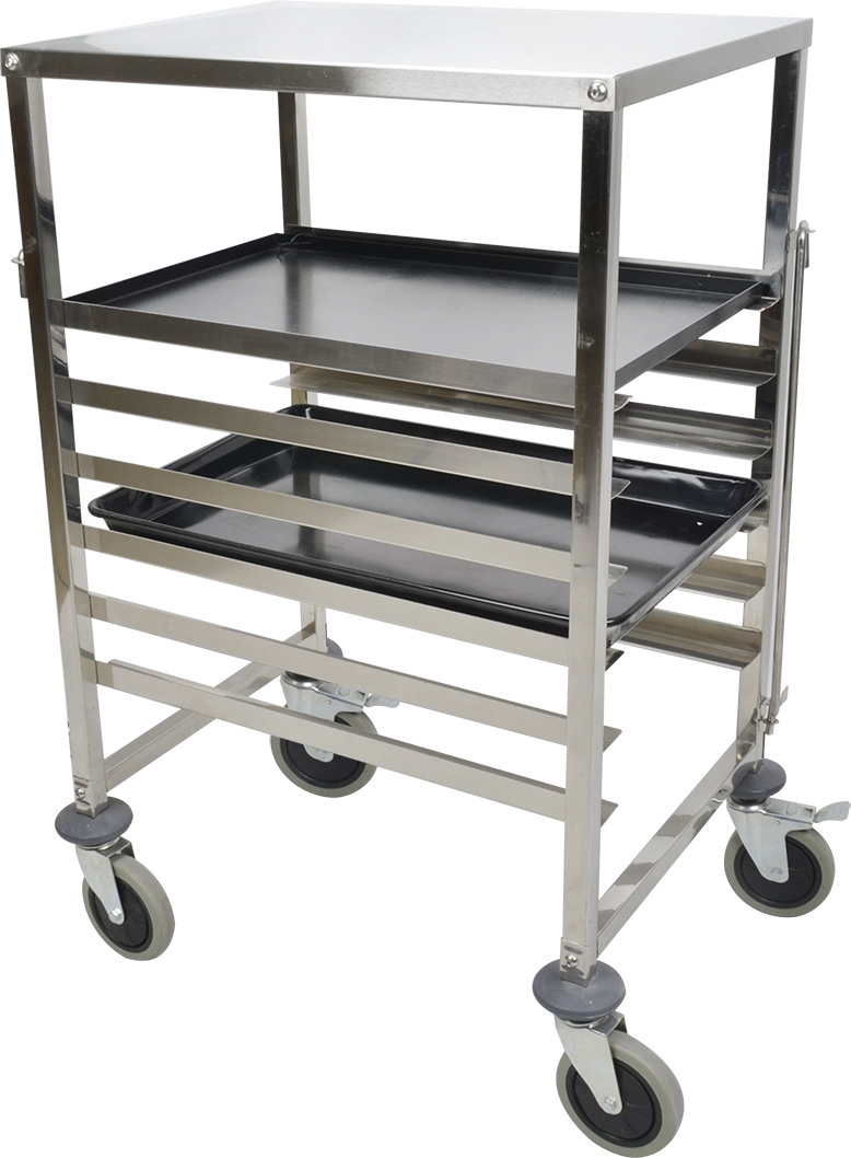 Stainless Steel Single-line Cake Pan Trolley with Top Board